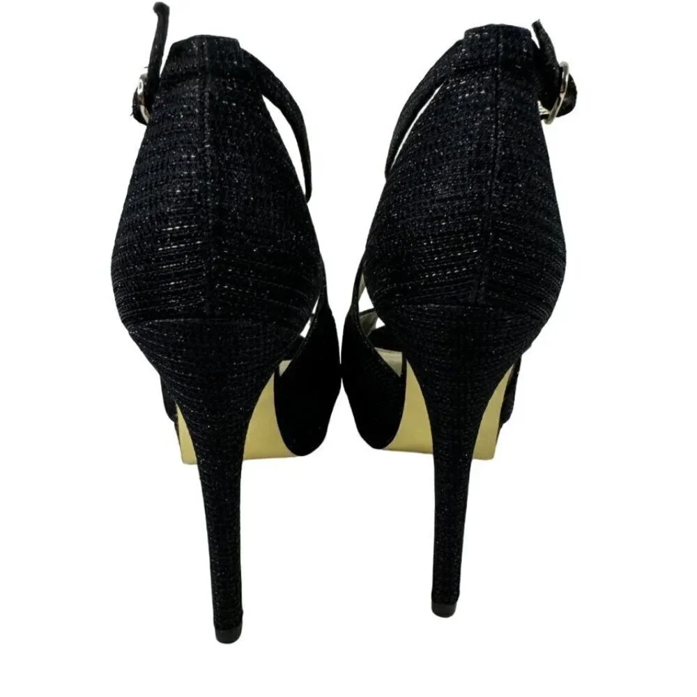Adrianna Papell NEW Platform Heels Rosalie Black Gavi Glitter Formal Size 6.5M